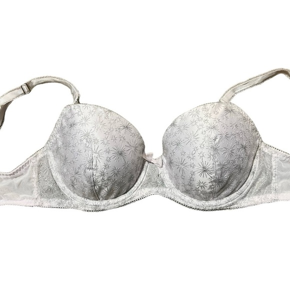 Victorias Secret Dream Angels Lined Bra Size 34D Lilac Purple Metallic Print - Picture 10 of 10